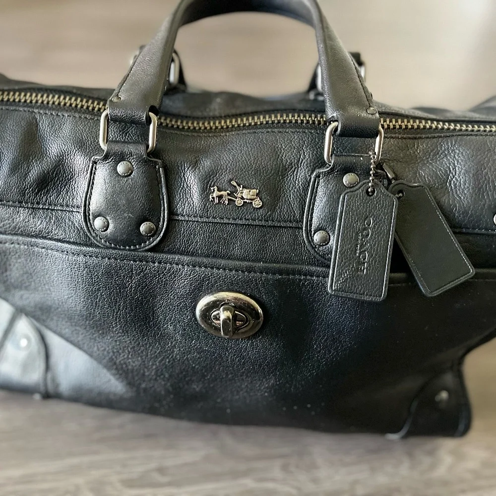 EUC!!! Coach Rhyder 1941 Collection Black Pebbled Leather Satchel Handbag - Picture 2 of 14